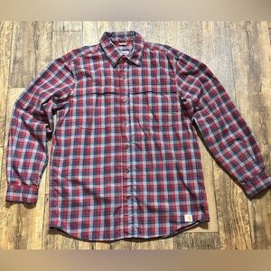 Carhartt Mens Relaxed‎ Fit Long Sleeve Plaid Button Up Shirt Size L Zip Pocket